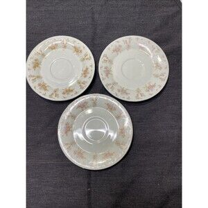 Vintage Tangshan China TAN6 Tea Saucer Pink Blue Floral Platinum Trim 6inch